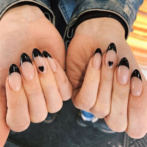 black french tips coffin nails|french manicure with black line.